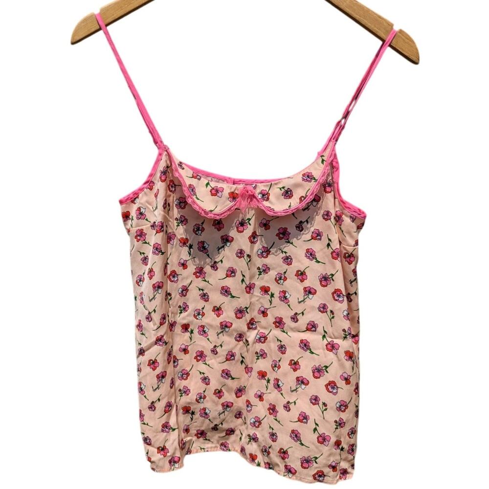 Juicy Couture S Pink Poppy Ditsy Floral Y2K crop top Barbie coquette silky sexy